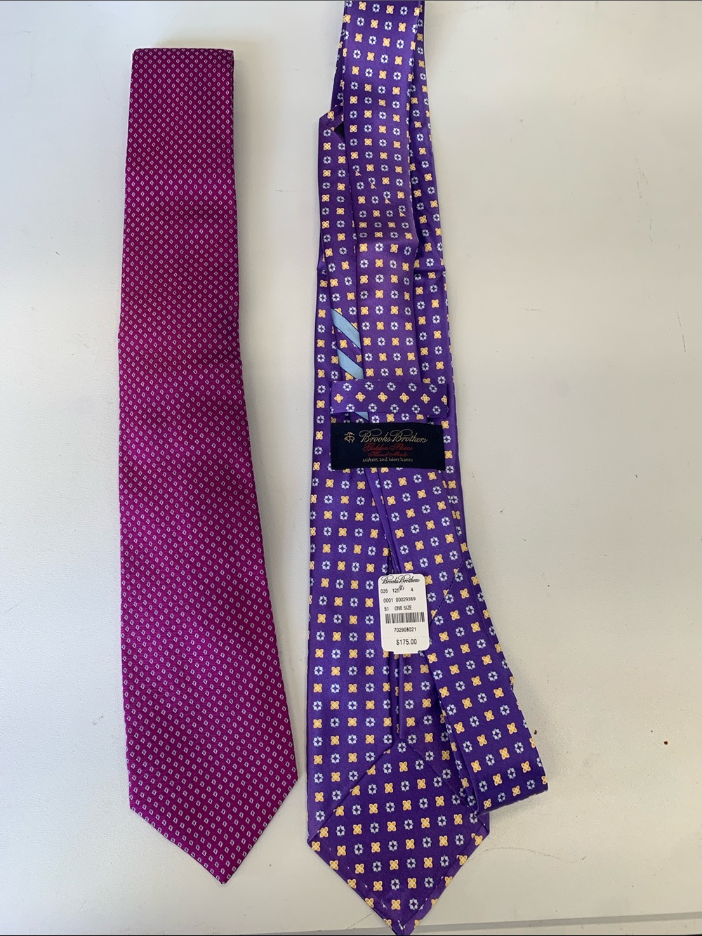 Brand new Brooks Brothers Purple and Magenta Patterned Silk Ties